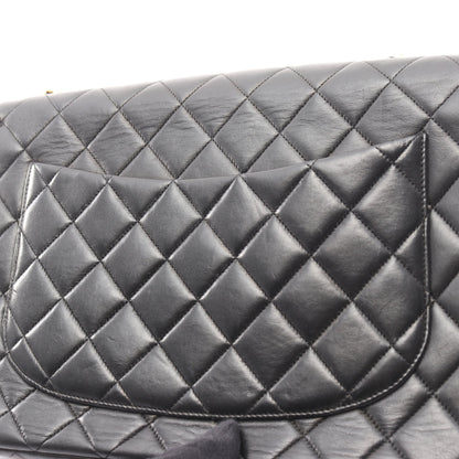 デカマトラッセ30 シングルフラップ Wチェーンショルダーバッグ ラムスキン ブラック ゴールド金具 シャネル バッグ CHANEL