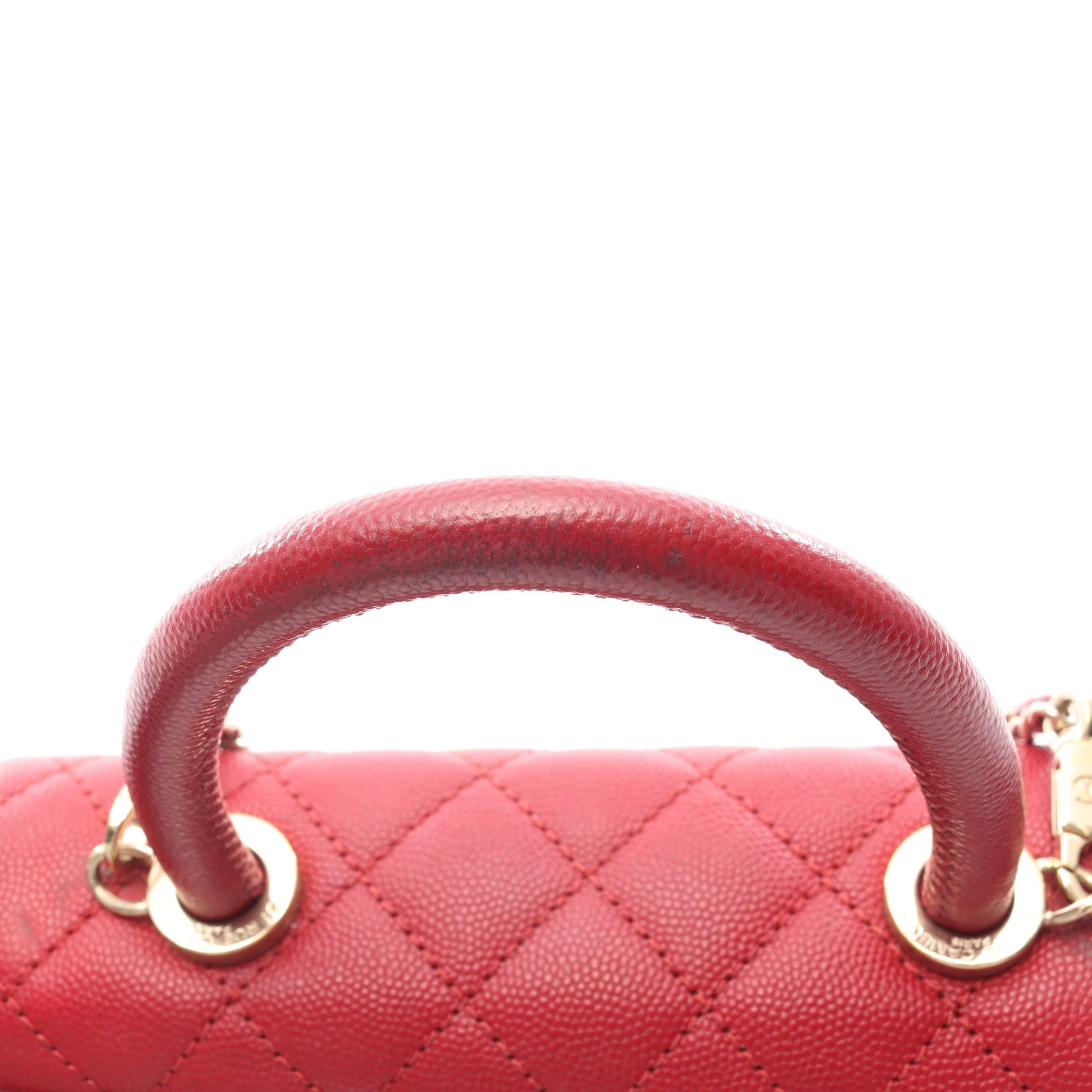 ココハンドル フラップ マトラッセ ハンドバッグ キャビアスキン レッド ゴールド金具 2WAY シャネル バッグ CHANEL