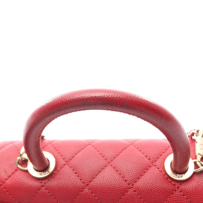 ココハンドル フラップ マトラッセ ハンドバッグ キャビアスキン レッド ゴールド金具 2WAY シャネル バッグ CHANEL