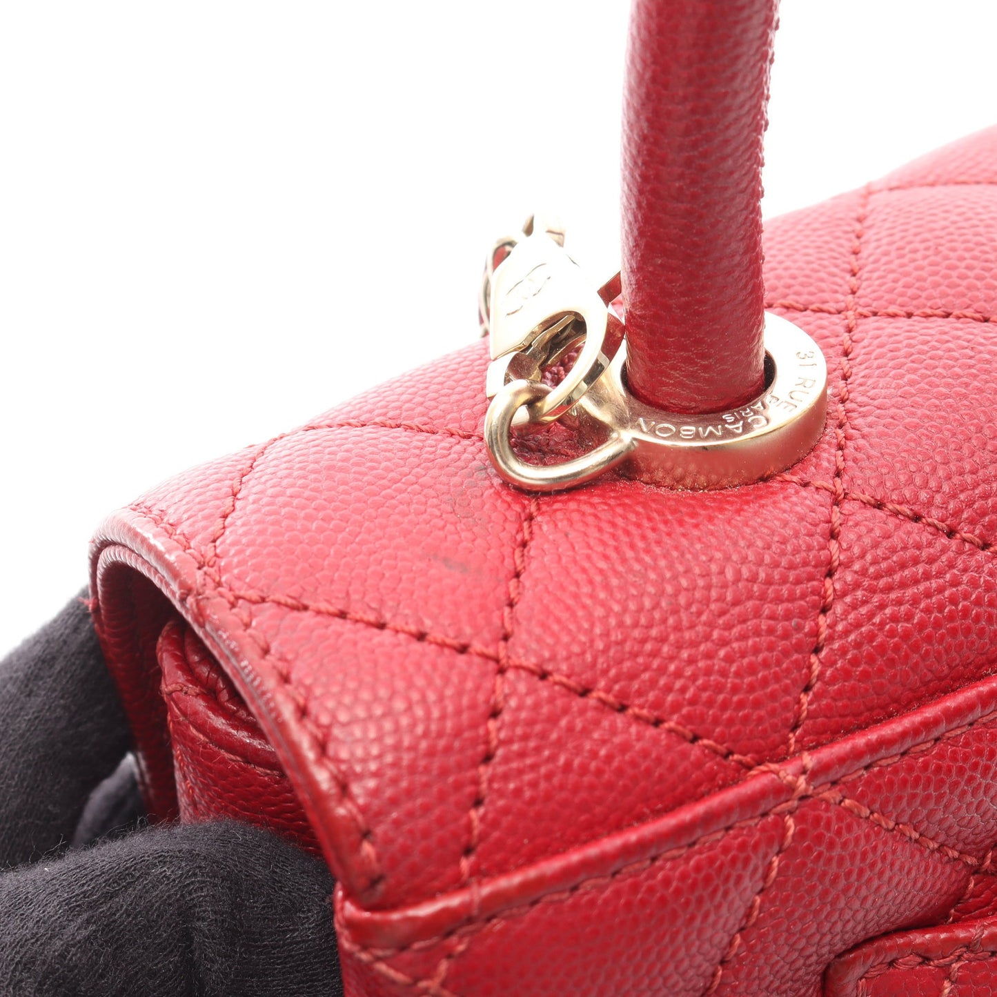 ココハンドル フラップ マトラッセ ハンドバッグ キャビアスキン レッド ゴールド金具 2WAY シャネル バッグ CHANEL