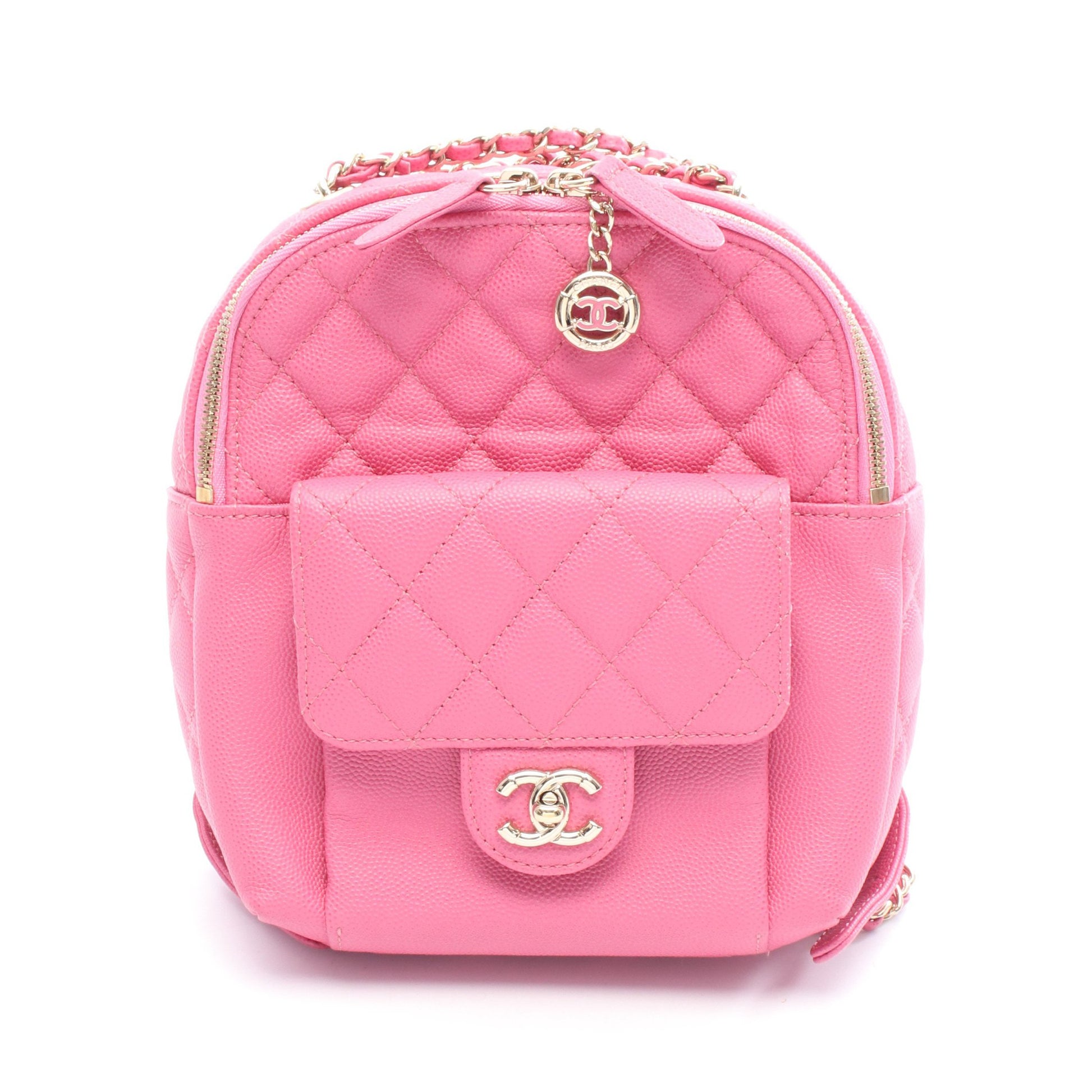 マトラッセ バックパック リュックサック キャビアスキン ピンク ゴールド金具 シャネル バッグ CHANEL