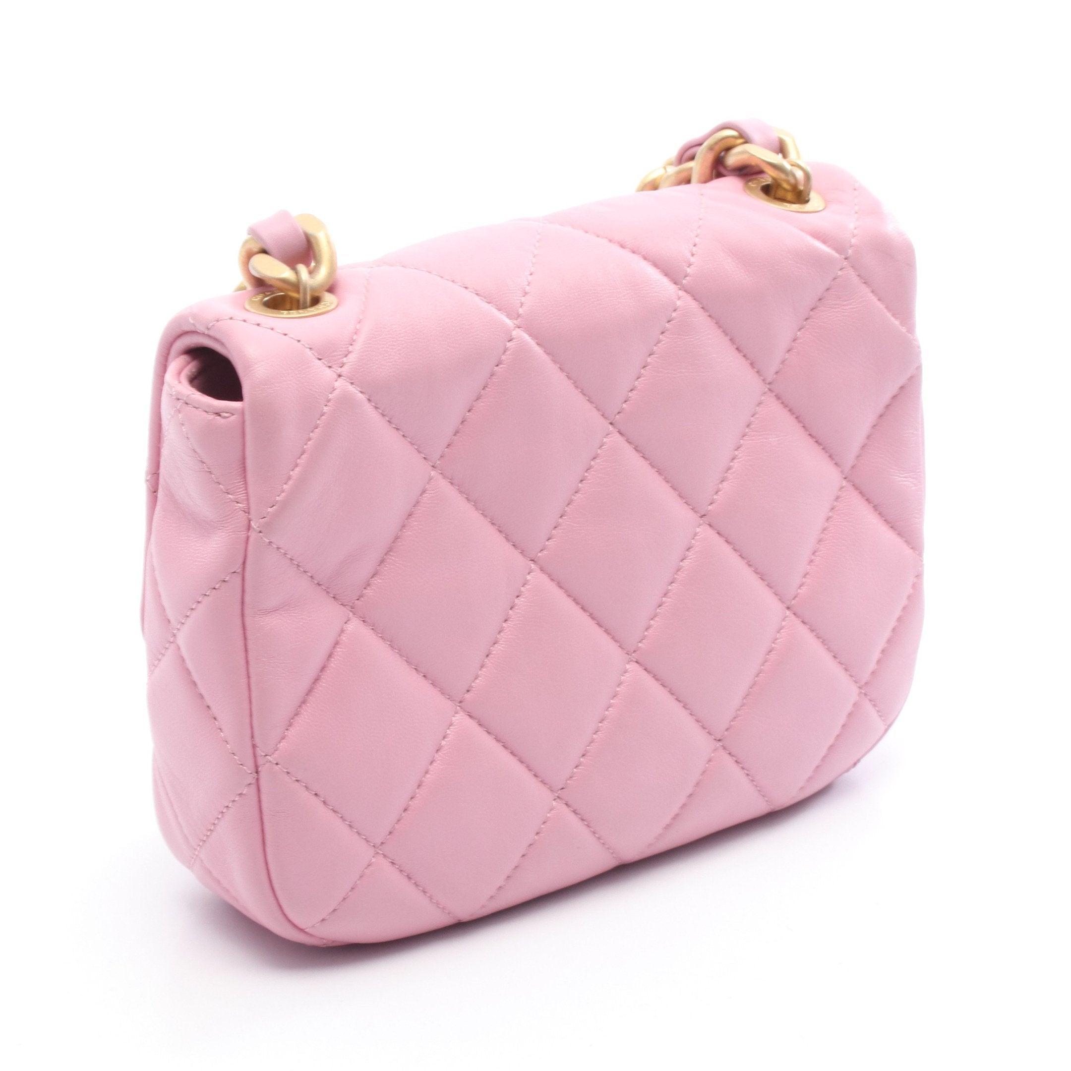 ミニマトラッセ チェーンショルダーバッグ レザー ピンク ゴールド金具