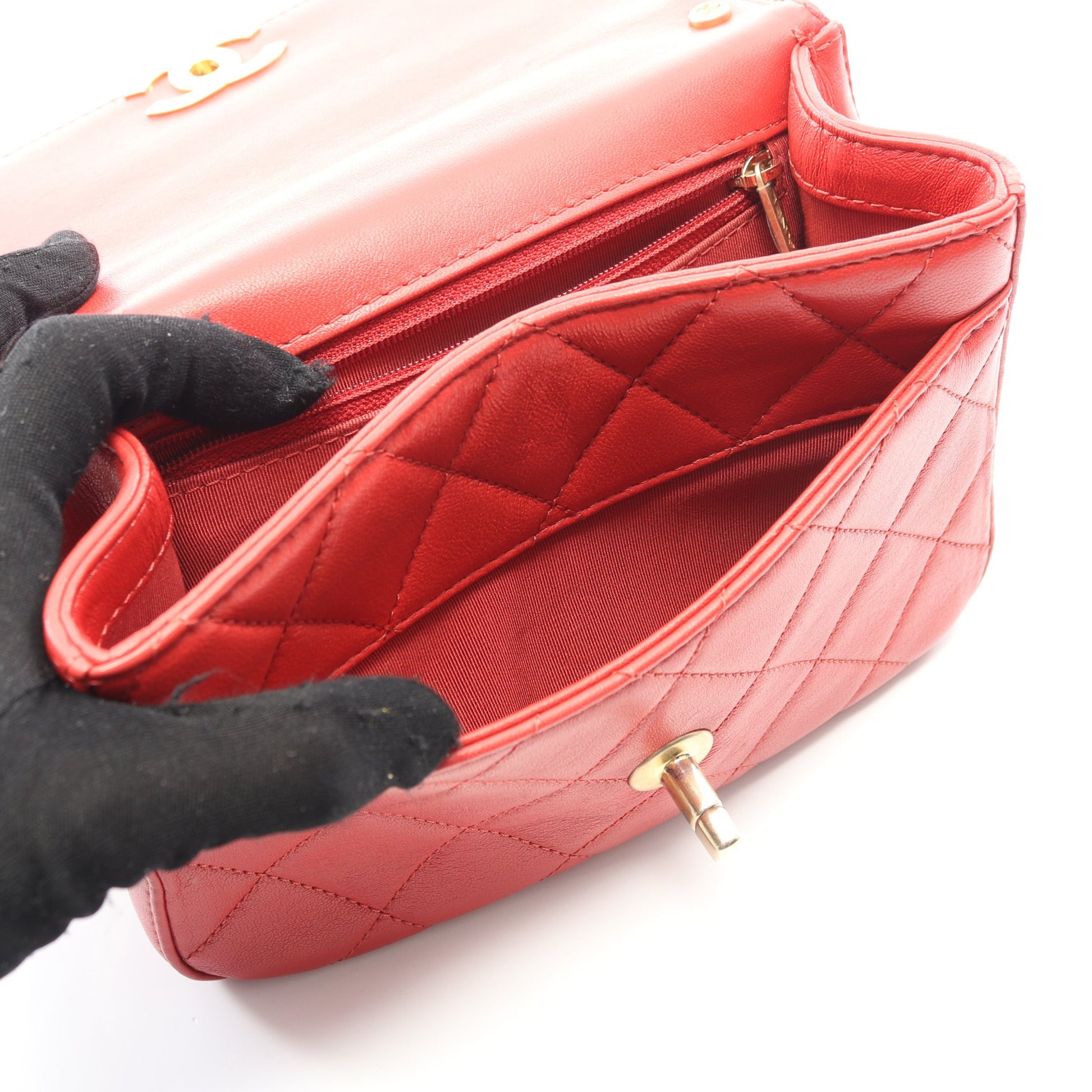 CHANEL19 マトラッセ チェーンショルダーバッグ ラムスキン レッド ゴールド金具 2WAY シャネル バッグ CHANEL