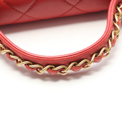 CHANEL19 マトラッセ チェーンショルダーバッグ ラムスキン レッド ゴールド金具 2WAY シャネル バッグ CHANEL