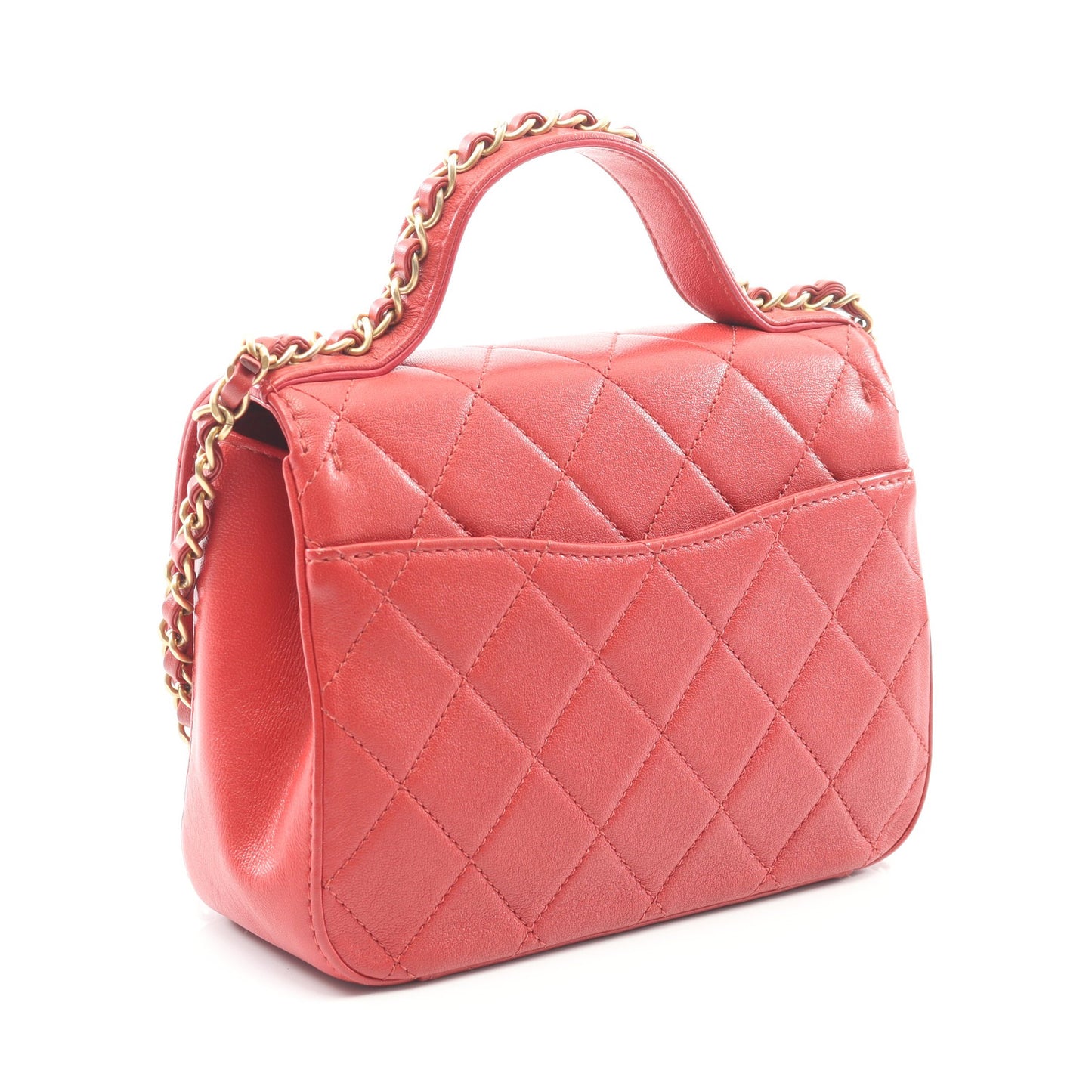 CHANEL19 マトラッセ チェーンショルダーバッグ ラムスキン レッド ゴールド金具 2WAY シャネル バッグ CHANEL