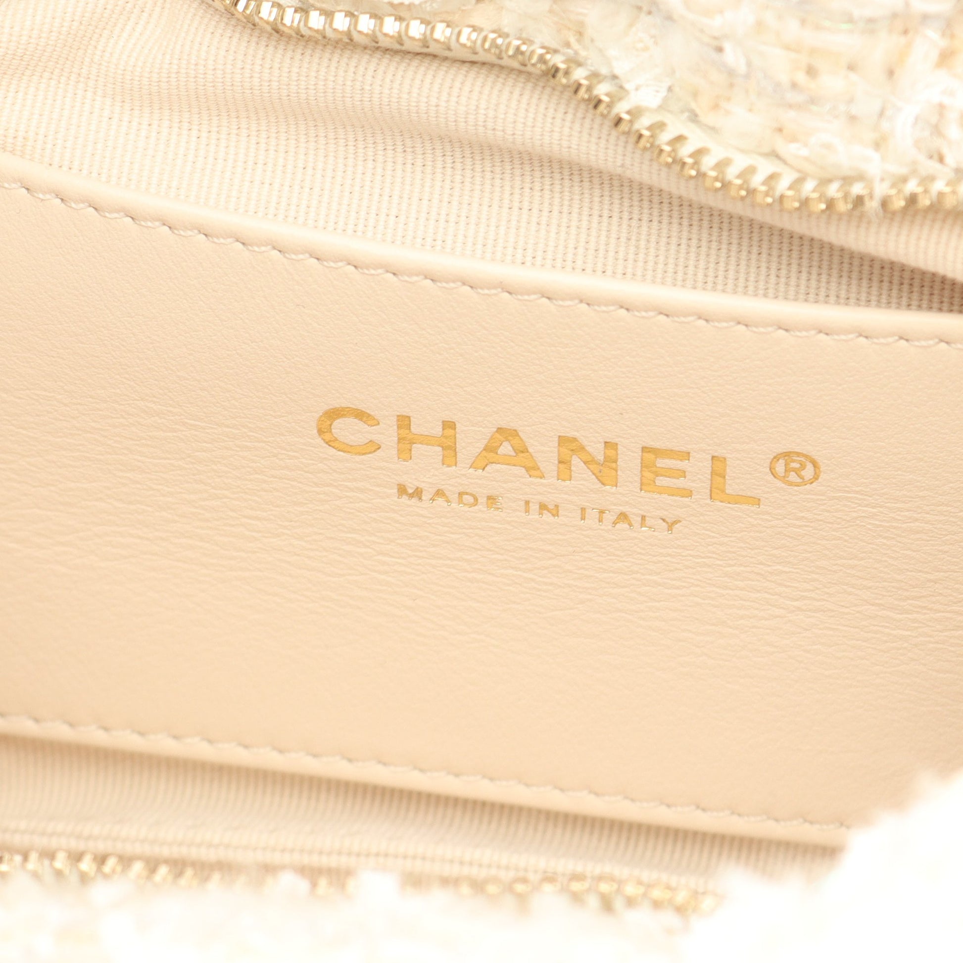 ミニ ボウ チェーンショルダーバッグ ツイード オフホワイト ゴールド金具 2WAY シャネル バッグ CHANEL