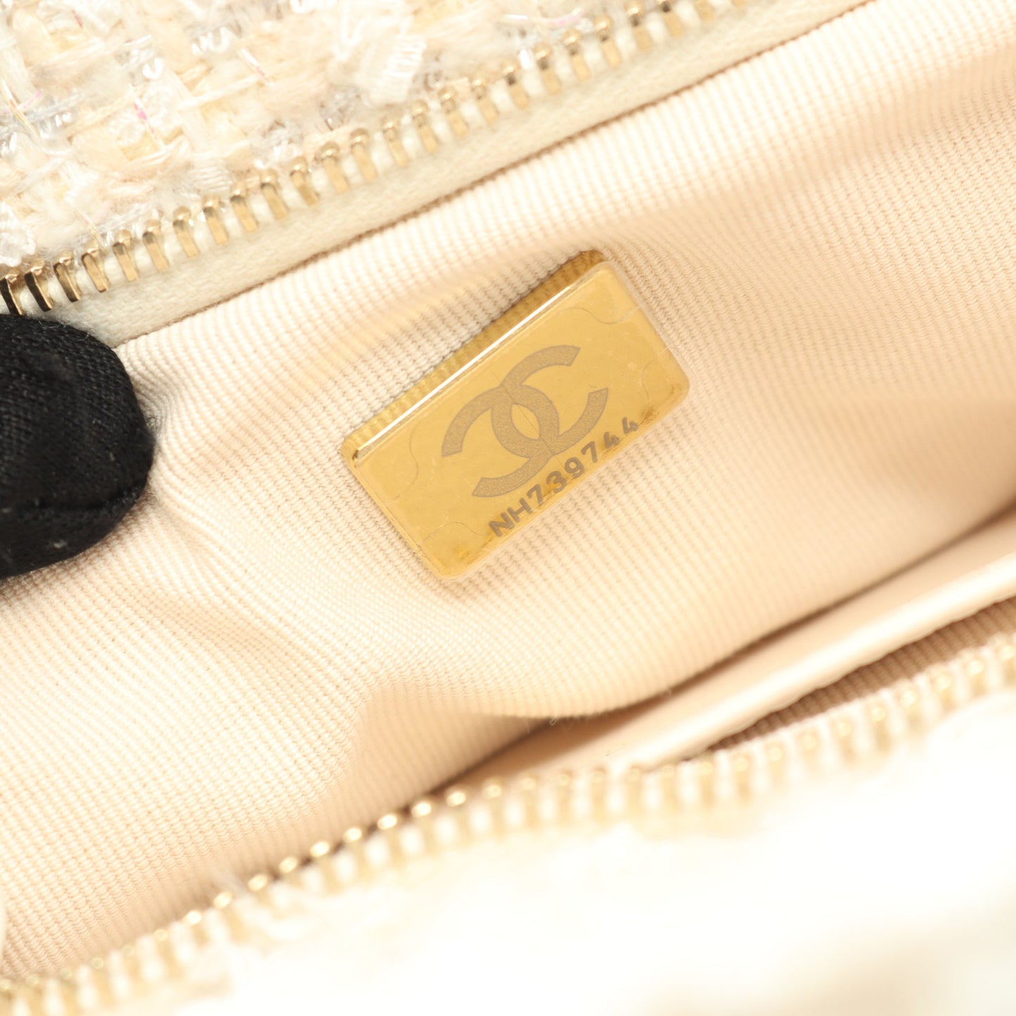 ミニ ボウ チェーンショルダーバッグ ツイード オフホワイト ゴールド金具 2WAY シャネル バッグ CHANEL