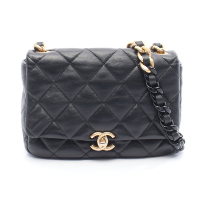 マトラッセ スモールフラップ チェーンショルダーバッグ レザー ブラック ゴールド金具 シャネル バッグ CHANEL