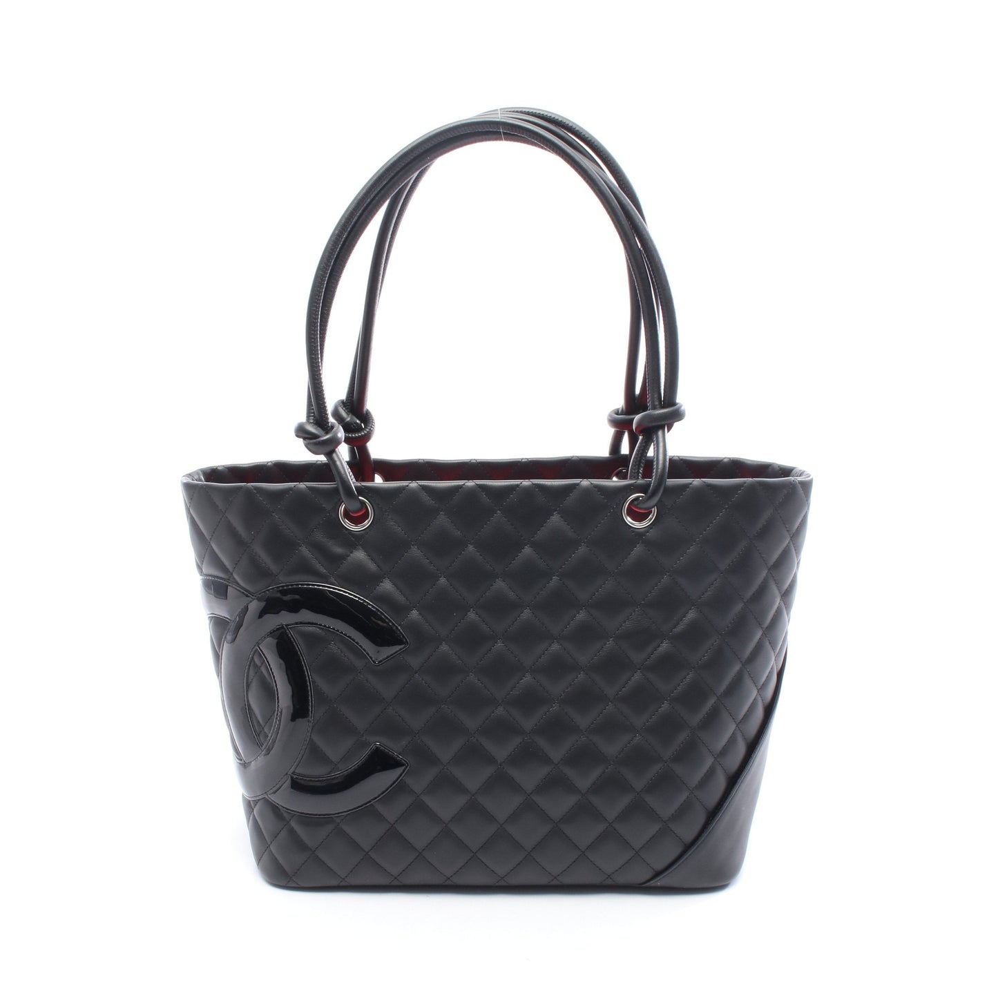 カンボンライン ラージ ショルダーバッグ トートバッグ レザー ブラック シルバー金具 シャネル バッグ CHANEL