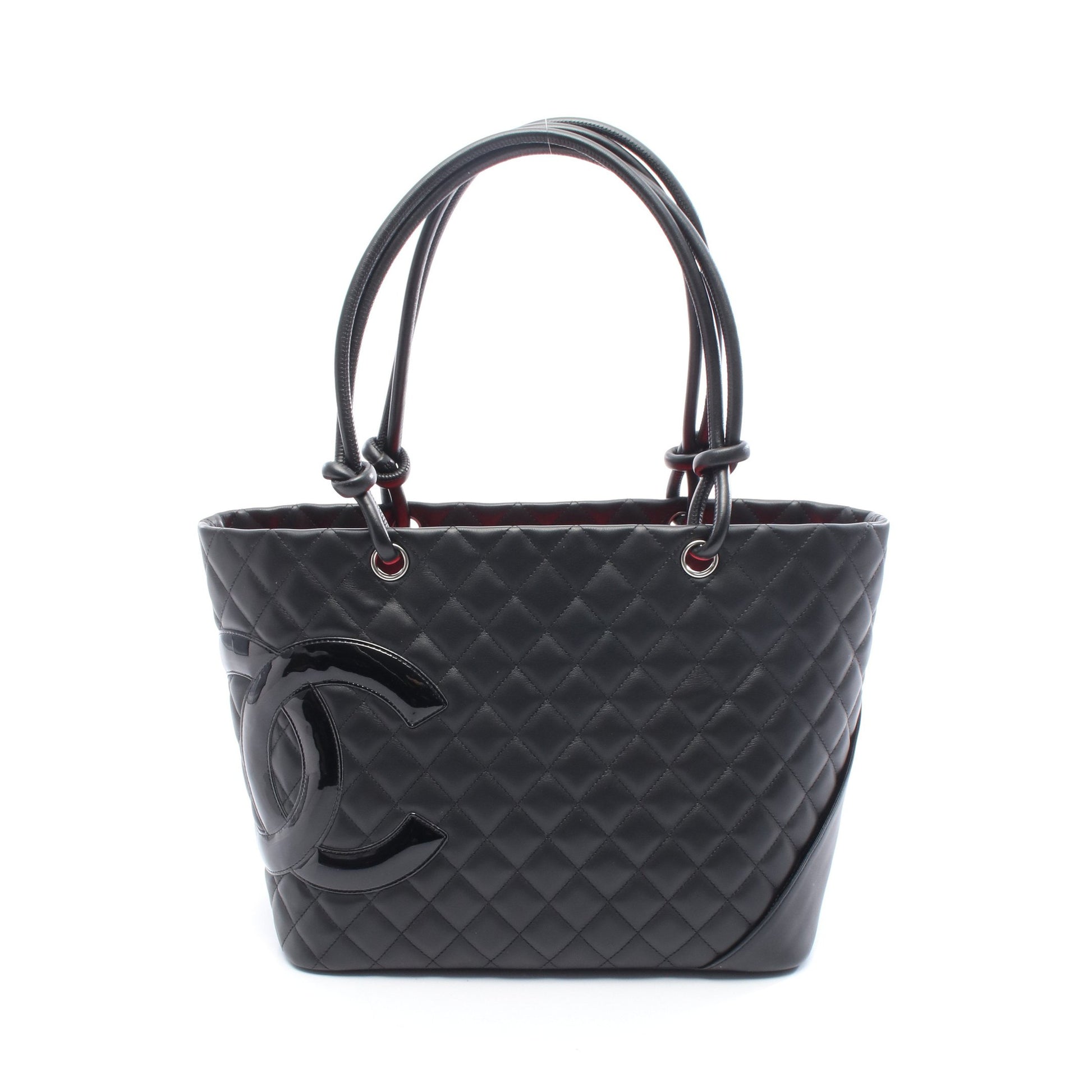 カンボンライン ラージ ショルダーバッグ トートバッグ レザー ブラック シルバー金具 シャネル バッグ CHANEL