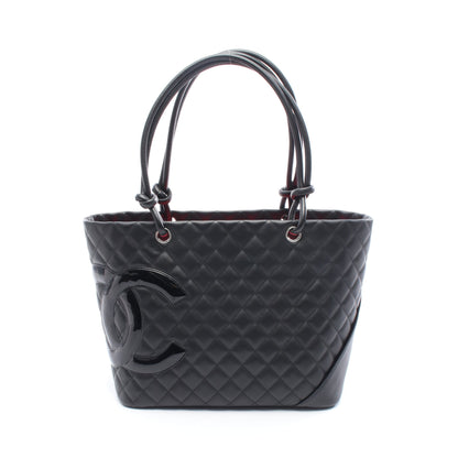 カンボンライン ラージ ショルダーバッグ トートバッグ レザー ブラック シルバー金具 シャネル バッグ CHANEL