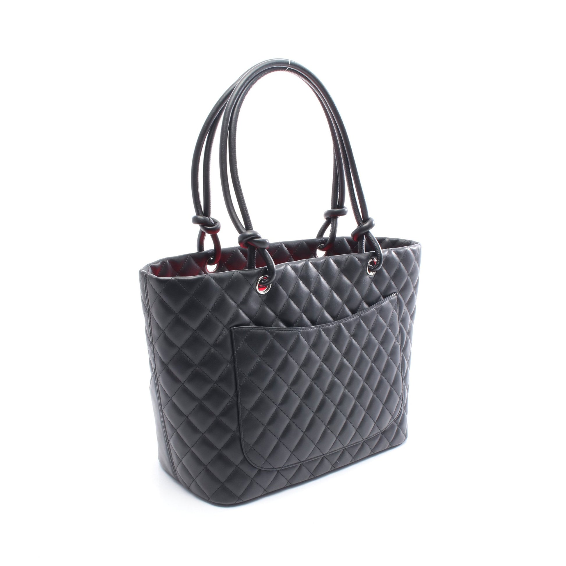 カンボンライン ラージ ショルダーバッグ トートバッグ レザー ブラック シルバー金具 シャネル バッグ CHANEL