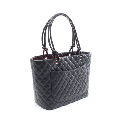 カンボンライン ラージ ショルダーバッグ トートバッグ レザー ブラック シルバー金具 シャネル バッグ CHANEL