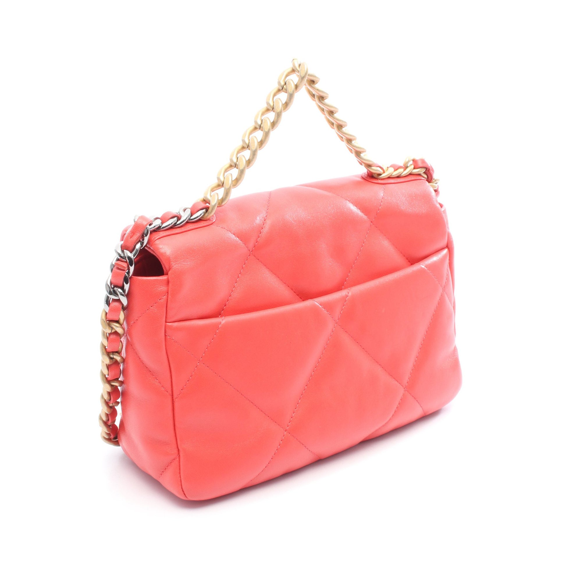 19 ディズヌフ マトラッセ チェーンショルダーバッグ レザー ピンクレッド コンビ金具 シャネル バッグ CHANEL