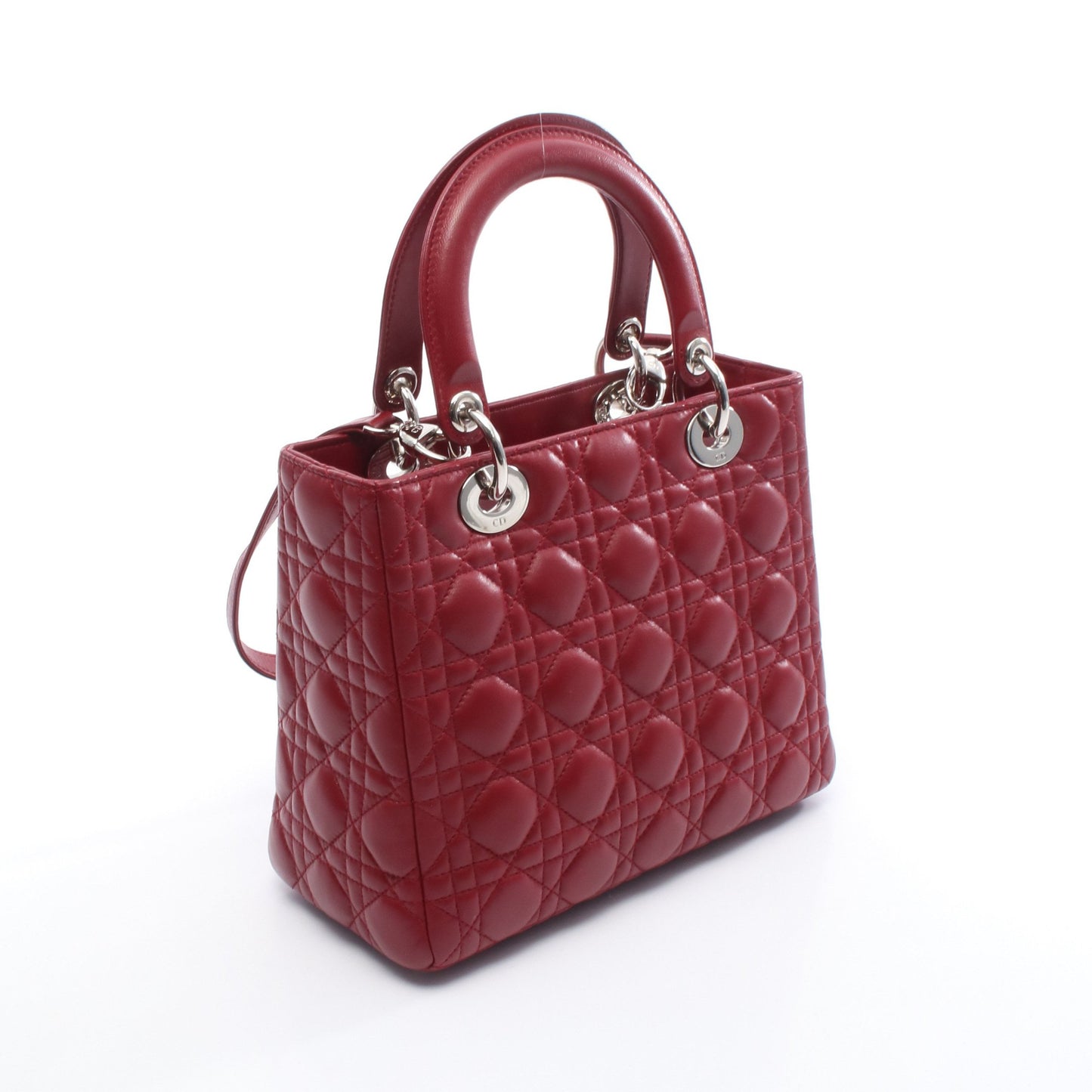 LADY DIOR レディディオール カナージュ ハンドバッグ レザー ボルドー 2WAY クリスチャンディオール バッグ Christian Dior