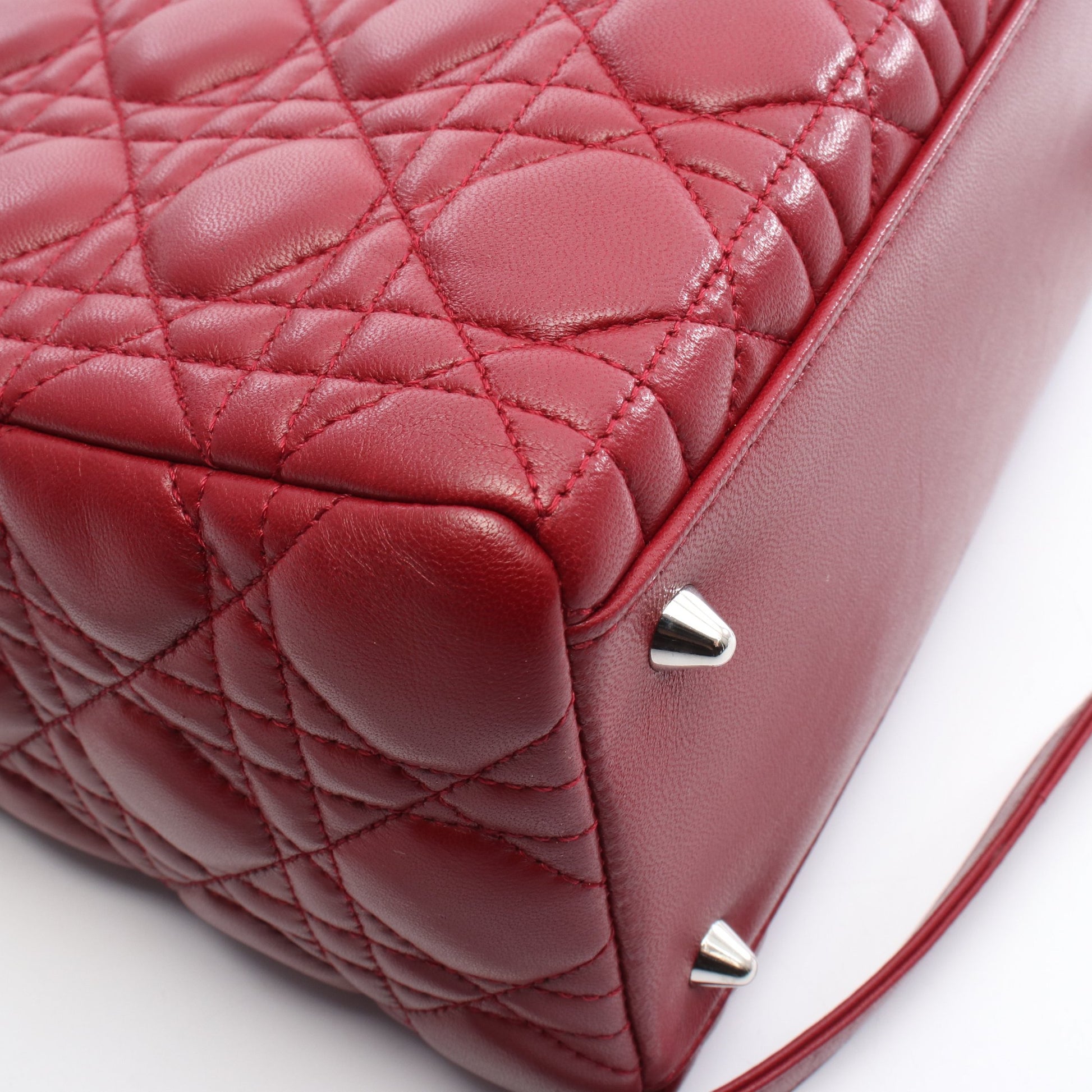 LADY DIOR レディディオール カナージュ ハンドバッグ レザー ボルドー 2WAY クリスチャンディオール バッグ Christian Dior