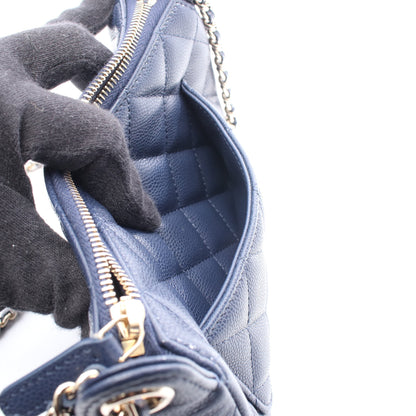 マトラッセ チェーンクラッチ チェーンショルダーバッグ キャビアスキン ネイビー ゴールド金具 シャネル バッグ CHANEL