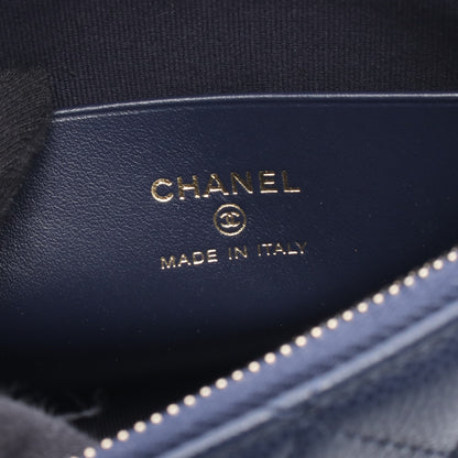 マトラッセ チェーンクラッチ チェーンショルダーバッグ キャビアスキン ネイビー ゴールド金具 シャネル バッグ CHANEL