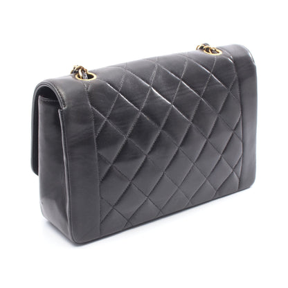 マトラッセ ダイアナフラップ チェーンショルダーバッグ ラムスキン ブラック ゴールド金具 シャネル バッグ CHANEL