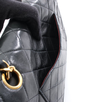 マトラッセ Wフラップ Wチェーンショルダーバッグ ラムスキン ブラック ゴールド金具 シャネル バッグ CHANEL