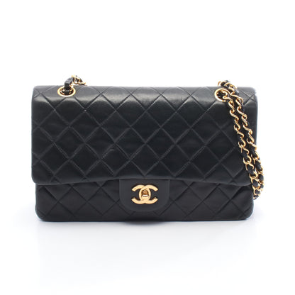 マトラッセ Wフラップ Wチェーンショルダーバッグ ラムスキン ブラック ゴールド金具 シャネル バッグ CHANEL