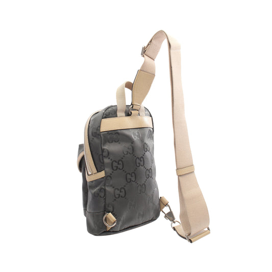 グッチ オフ ザ グリッド GG柄 ボディバッグ ナイロンキャンバス レザー グレー ベージュ グッチ バッグ GUCCI