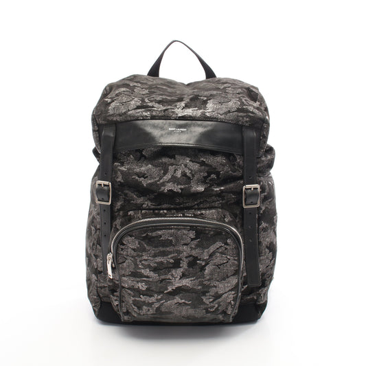 バックパック リュックサック カモフラージュ スエード レザー ブラック メタリック サンローランパリ バッグ SAINT LAURENT PARIS