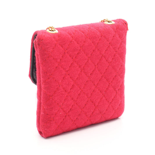 MODE ET MAQUILLAGE マトラッセ ミニチェーンポーチ チェーンショルダーバッグ ファブリック レッド ゴールド金具 シャネル バッグ CHANEL