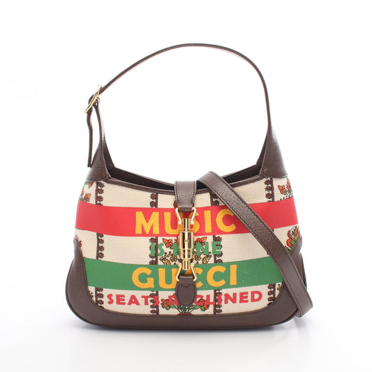 ジャッキー 1961 MUSIC IS MINE ショルダーバッグ キャンバス レザー アイボリー ダークブラウン マルチカラー 100周年記念 グッチ バッグ GUCCI
