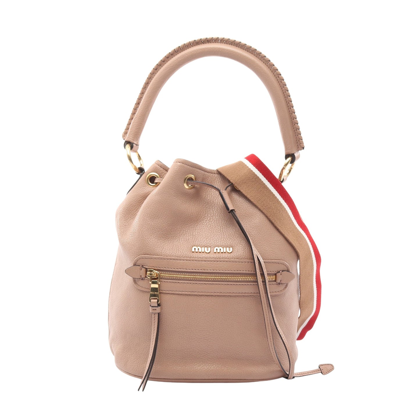 ハンドバッグ レザー ピンクベージュ 2WAY ドローストリング ミュウミュウ バッグ miu miu