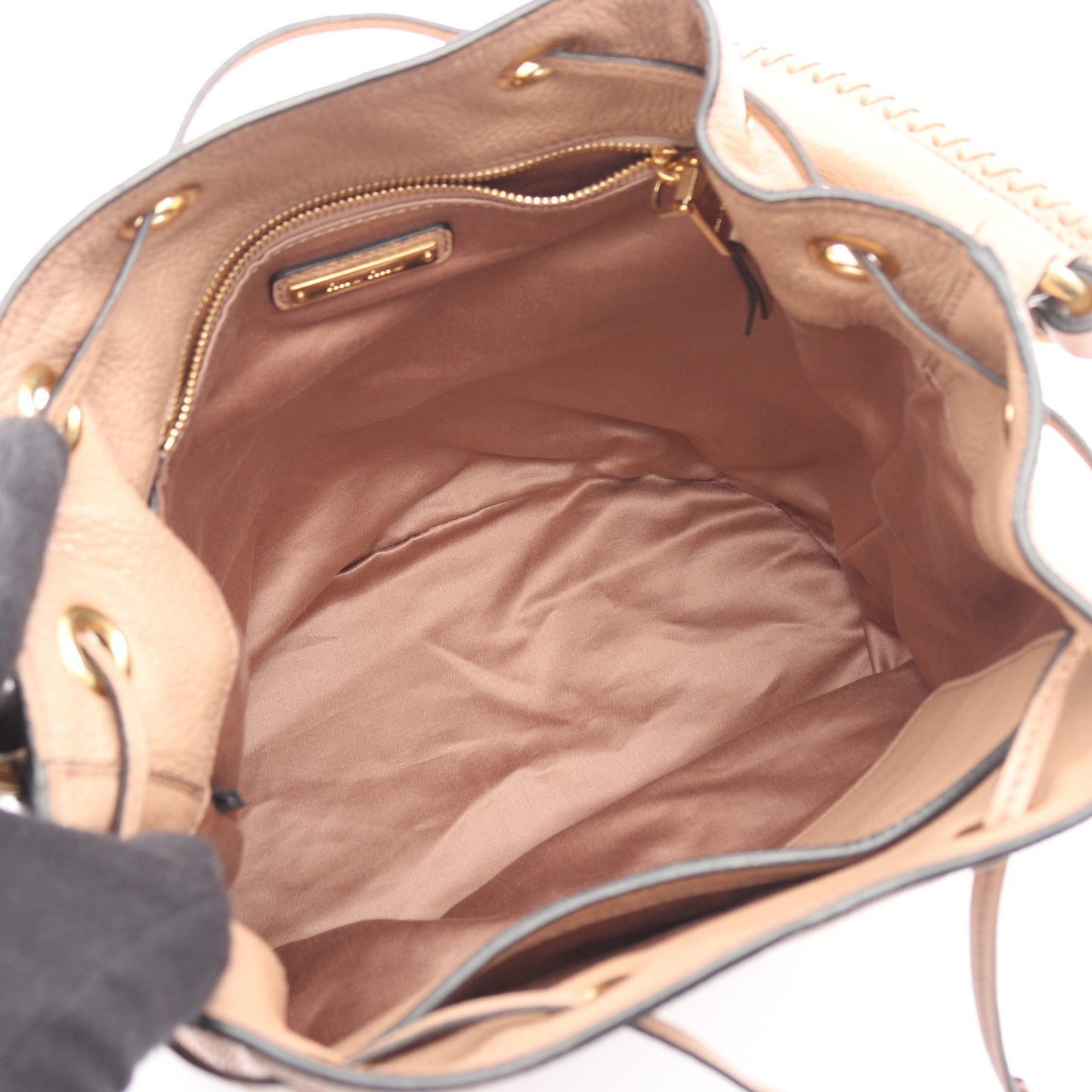 ハンドバッグ レザー ピンクベージュ 2WAY ドローストリング ミュウミュウ バッグ miu miu
