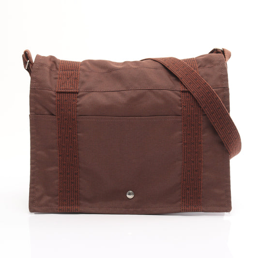 エールライン バサスMM ショルダーバッグ キャンバス ブラウン シルバー金具 エルメス バッグ HERMES