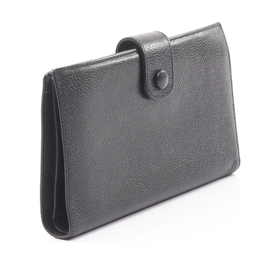 ココマーク 二つ折り長財布 キャビアスキン ブラック ゴールド金具 がま口 シャネル 財布・小物 CHANEL