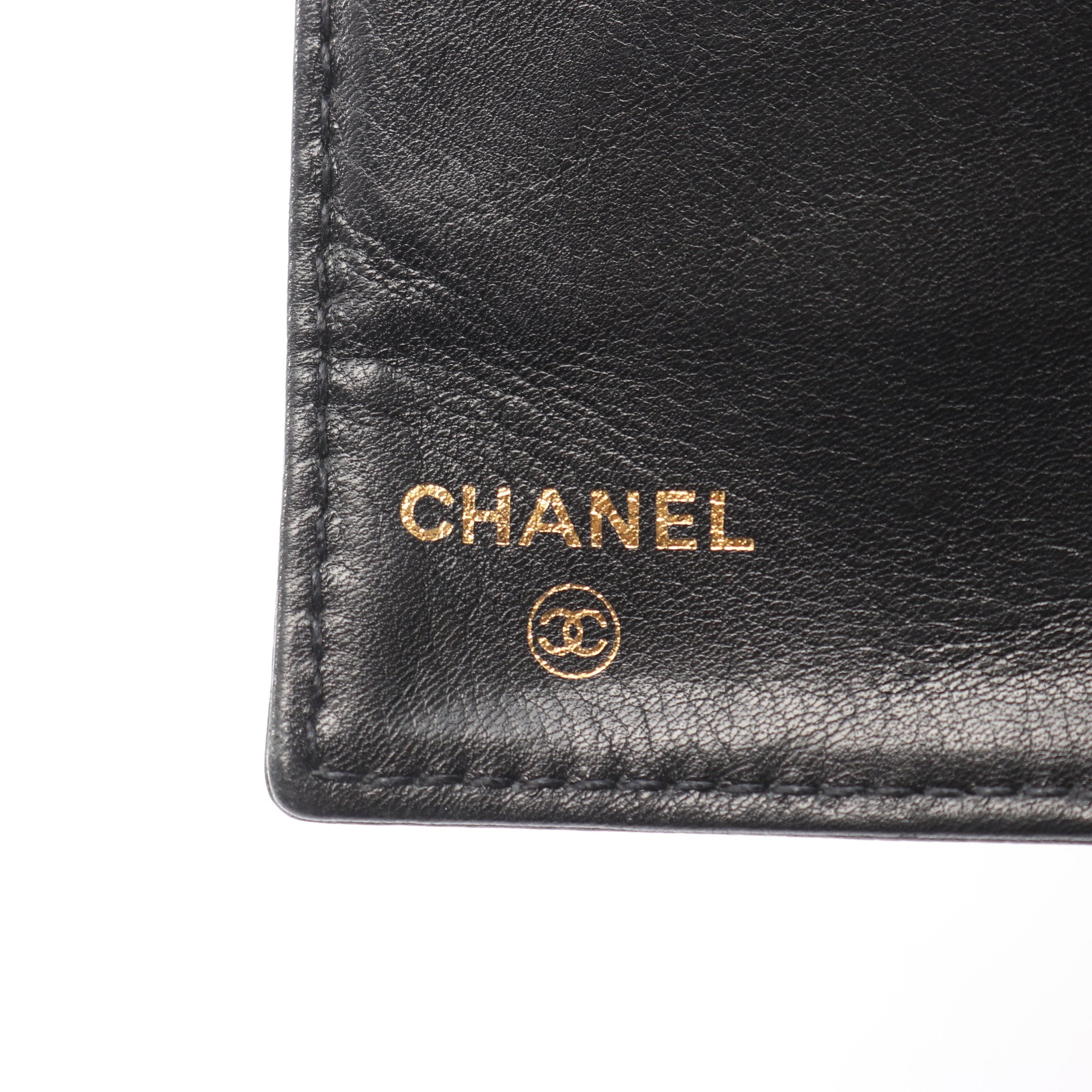 ココマーク 二つ折り長財布 キャビアスキン ブラック ゴールド金具