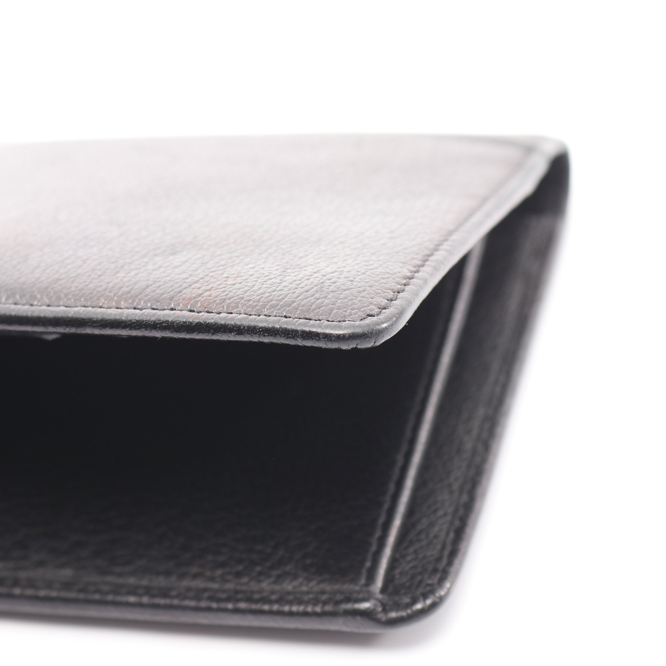 カメリア 二つ折り長財布 レザー ブラック シルバー金具 シャネル – RECLO