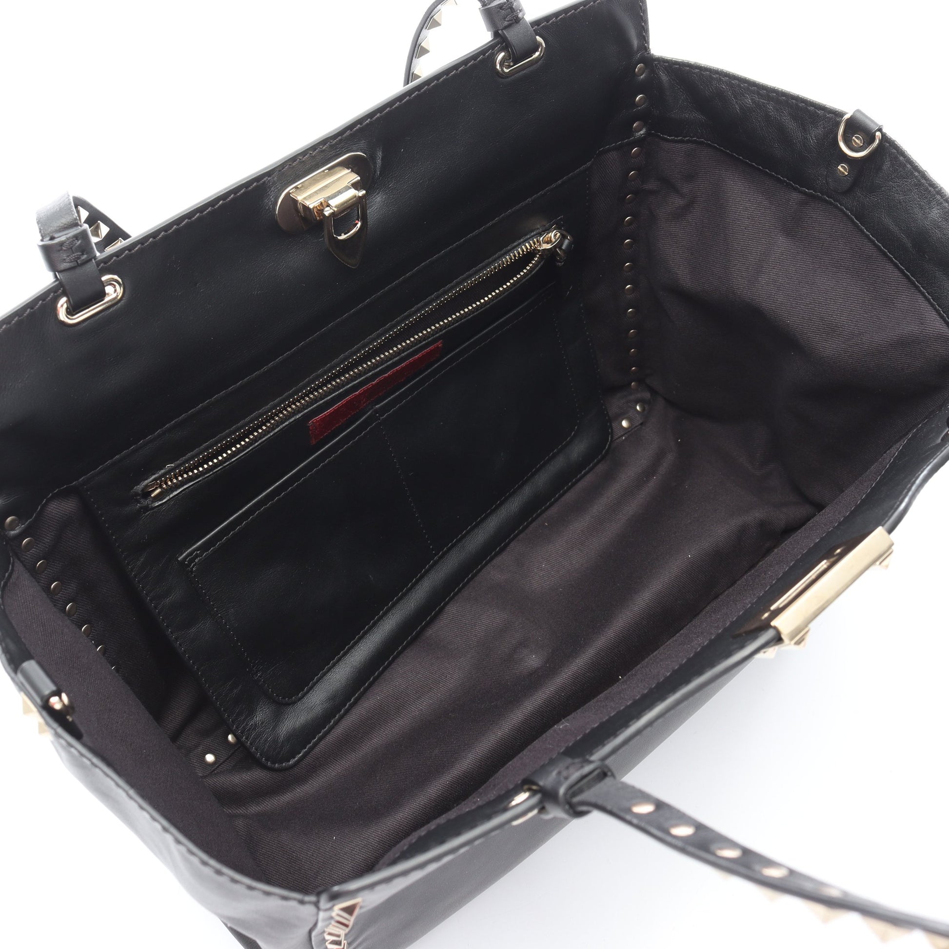 ロックスタッズ ハンドバッグ トートバッグ レザー ブラック ヴァレンティノ バッグ VALENTINO
