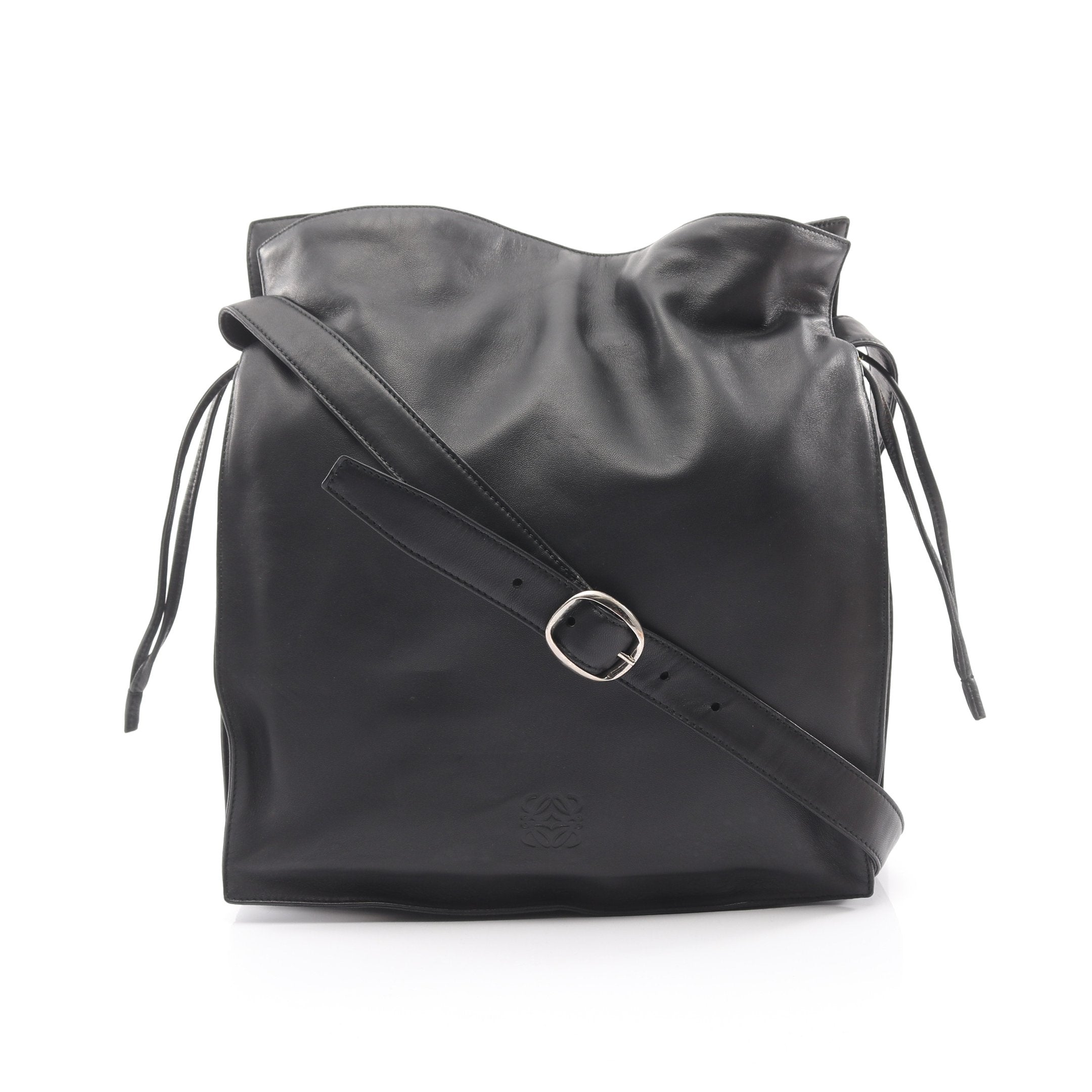 LOEWE ロエベ レザー 巾着 ショルダー バッグ ダークブラウン LOEWE ロエベ ショルダーバッグ ブラウン アナグラム ナッパレザー