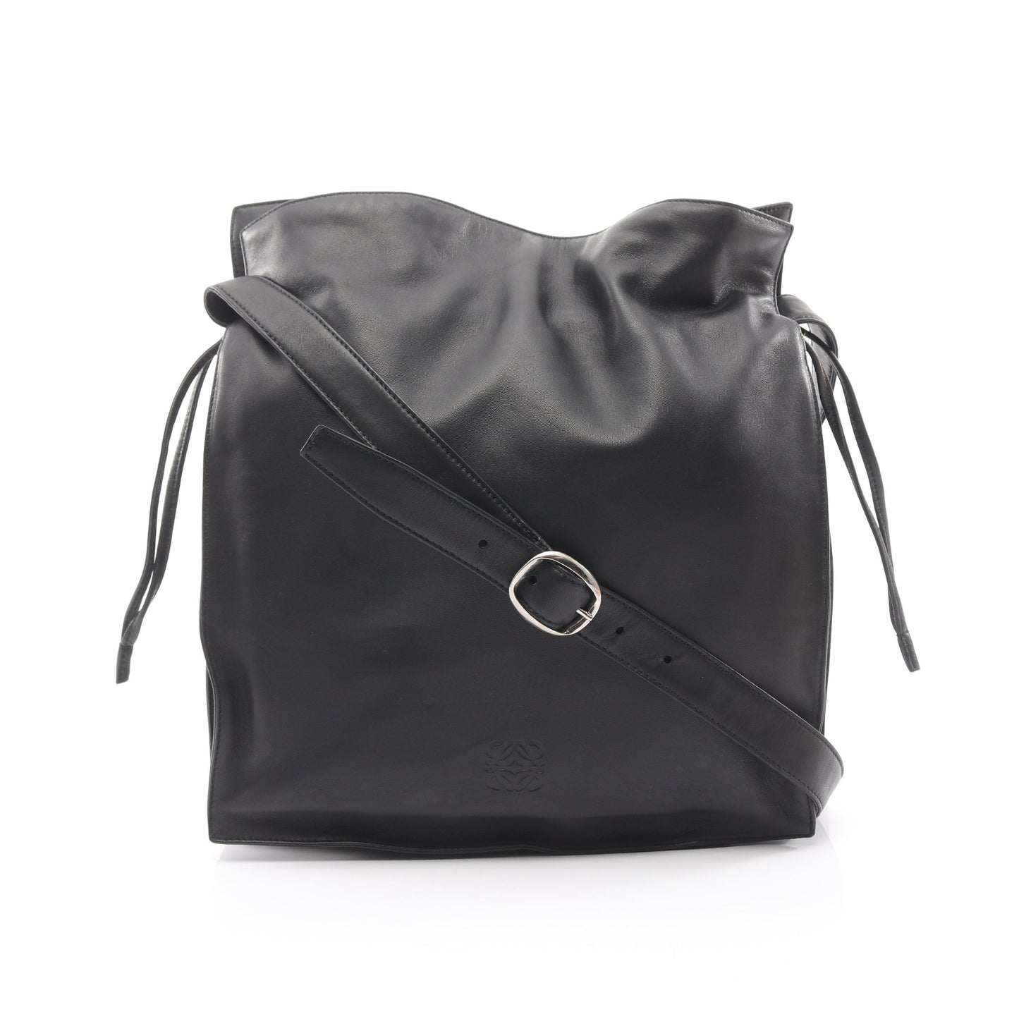 フラメンコ ショルダーバッグ レザー ブラック 巾着 ロエベ バッグ LOEWE