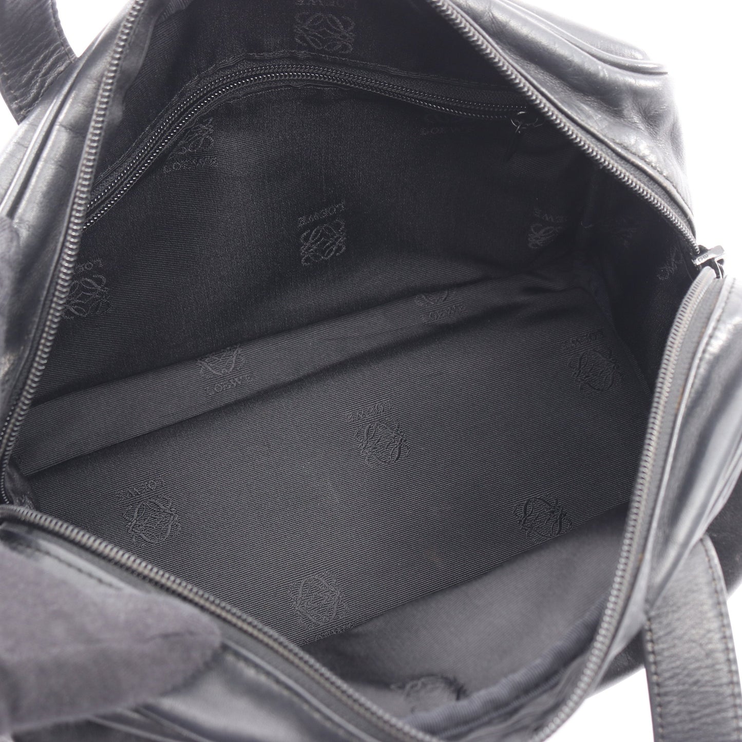 アナグラム ミニボストンバッグ レザー ブラック ロエベ バッグ LOEWE