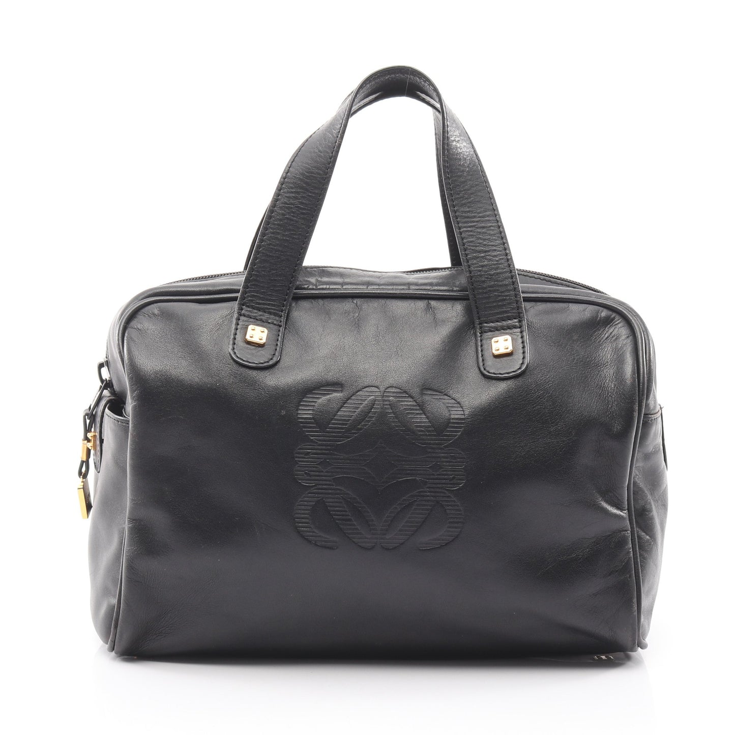アナグラム ミニボストンバッグ レザー ブラック ロエベ バッグ LOEWE