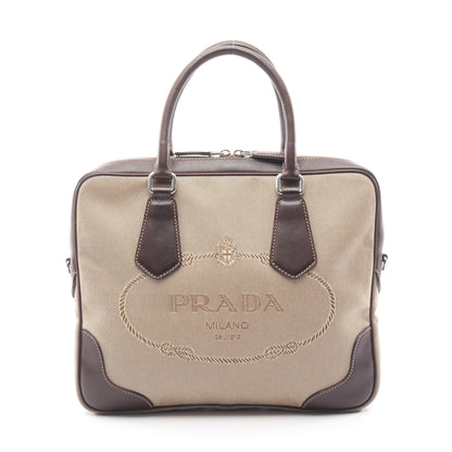 ハンドバッグ キャンバス レザー ベージュ ダークブラウン プラダ バッグ PRADA