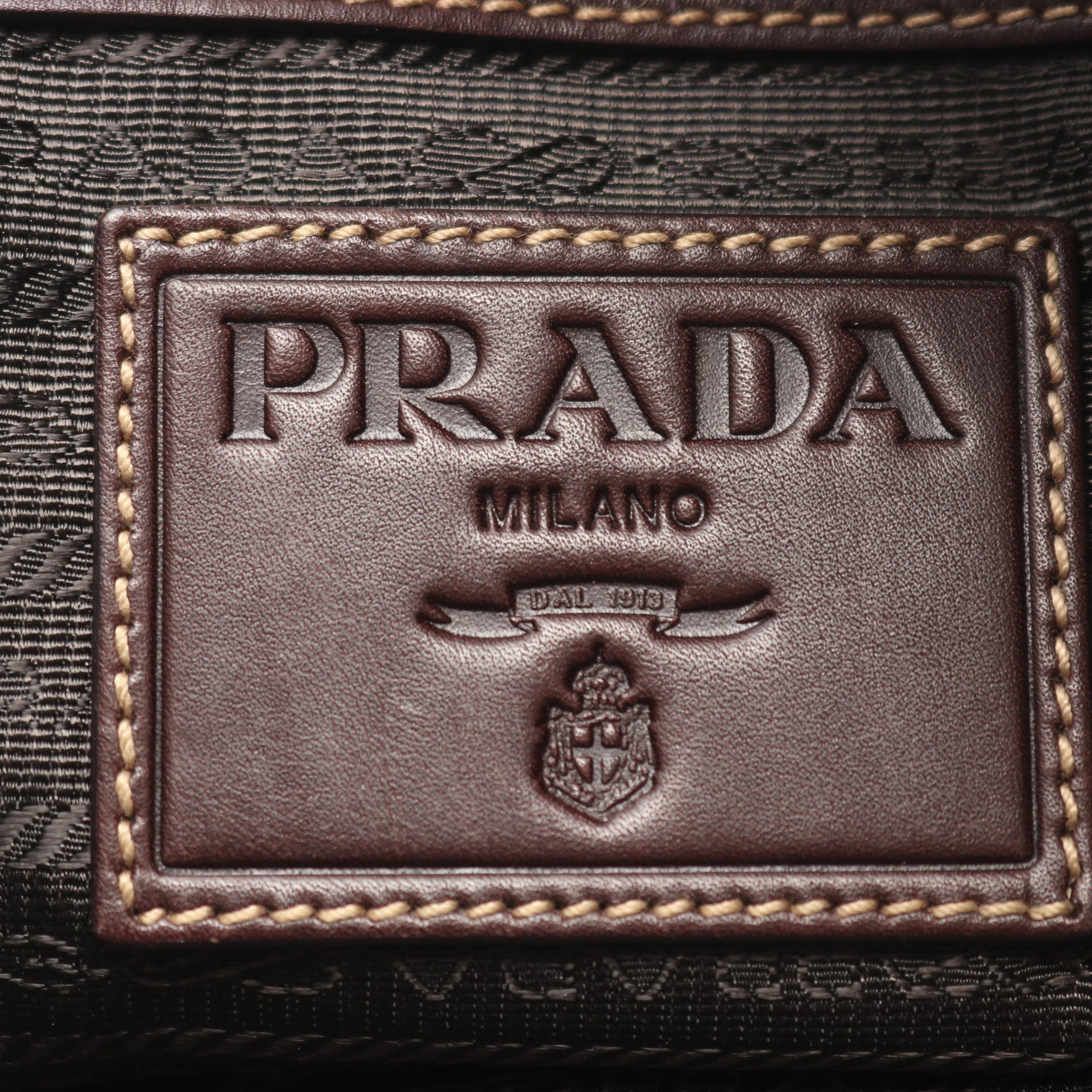 ハンドバッグ キャンバス レザー ベージュ ダークブラウン プラダ バッグ PRADA