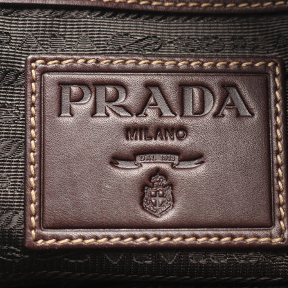 ハンドバッグ キャンバス レザー ベージュ ダークブラウン プラダ バッグ PRADA