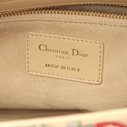 LADY DIOR レディディオール ハンドバッグ 刺繍 ビーズ キャンバス レザー ベージュ マルチカラー 2WAY クリスチャンディオール バッグ Christian Dior
