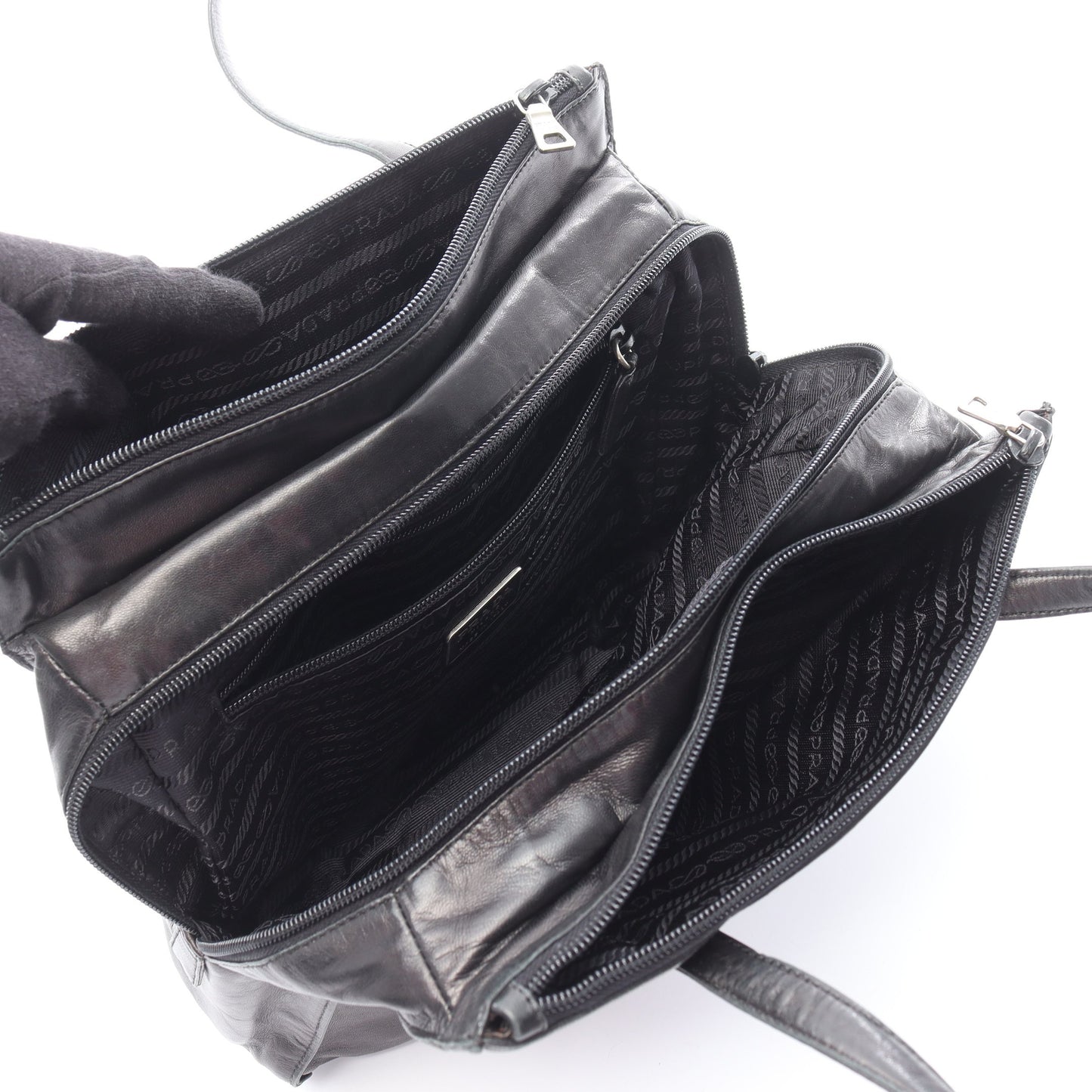 NAPPA ショルダーバッグ レザー ブラック プラダ バッグ PRADA