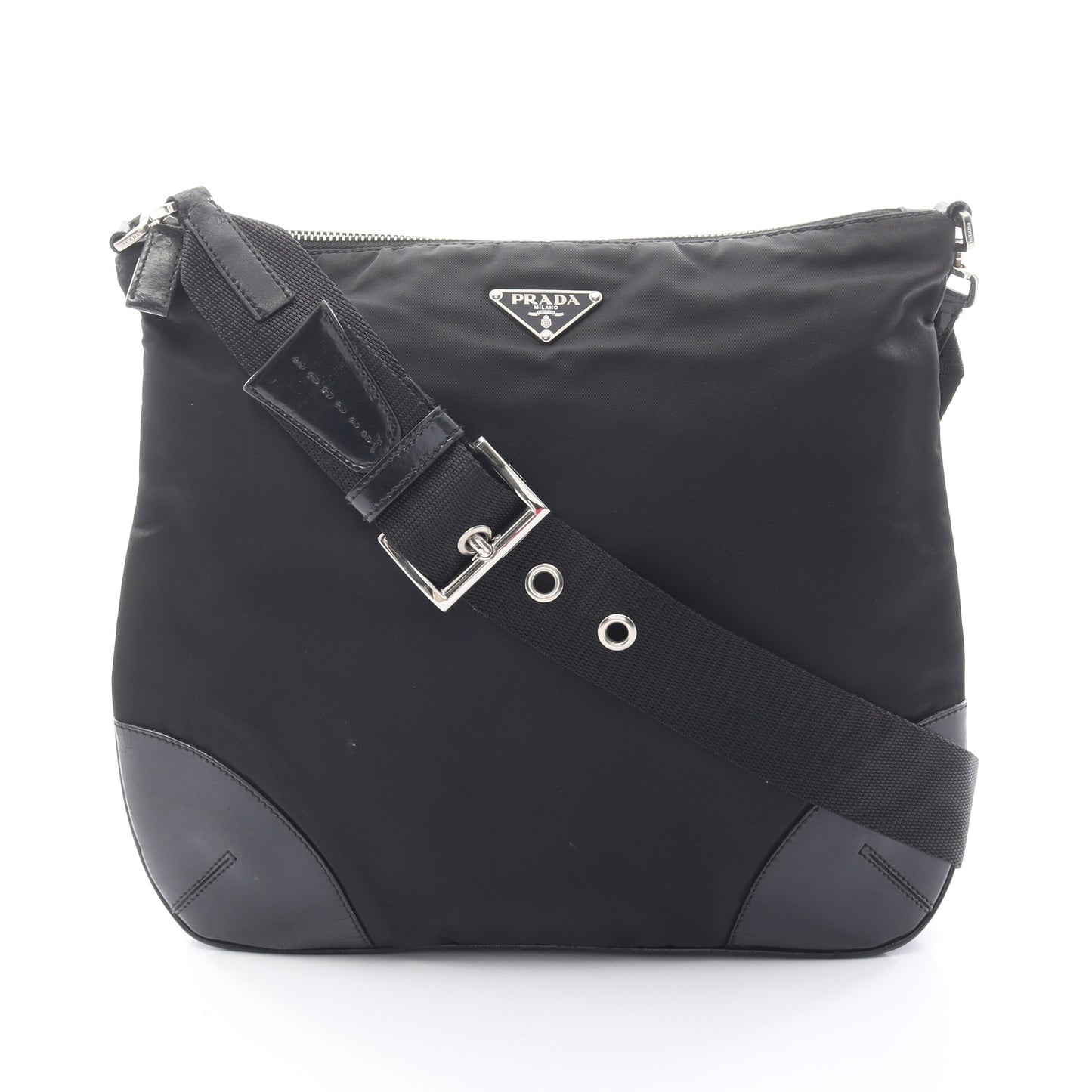 ショルダーバッグ ナイロン レザー ブラック 三角ロゴプレート プラダ バッグ PRADA