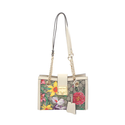 パドロック GGスモール GGスプリーム チェーンショルダーバッグ PVC レザー ベージュ オフホワイト マルチカラー グッチ バッグ GUCCI