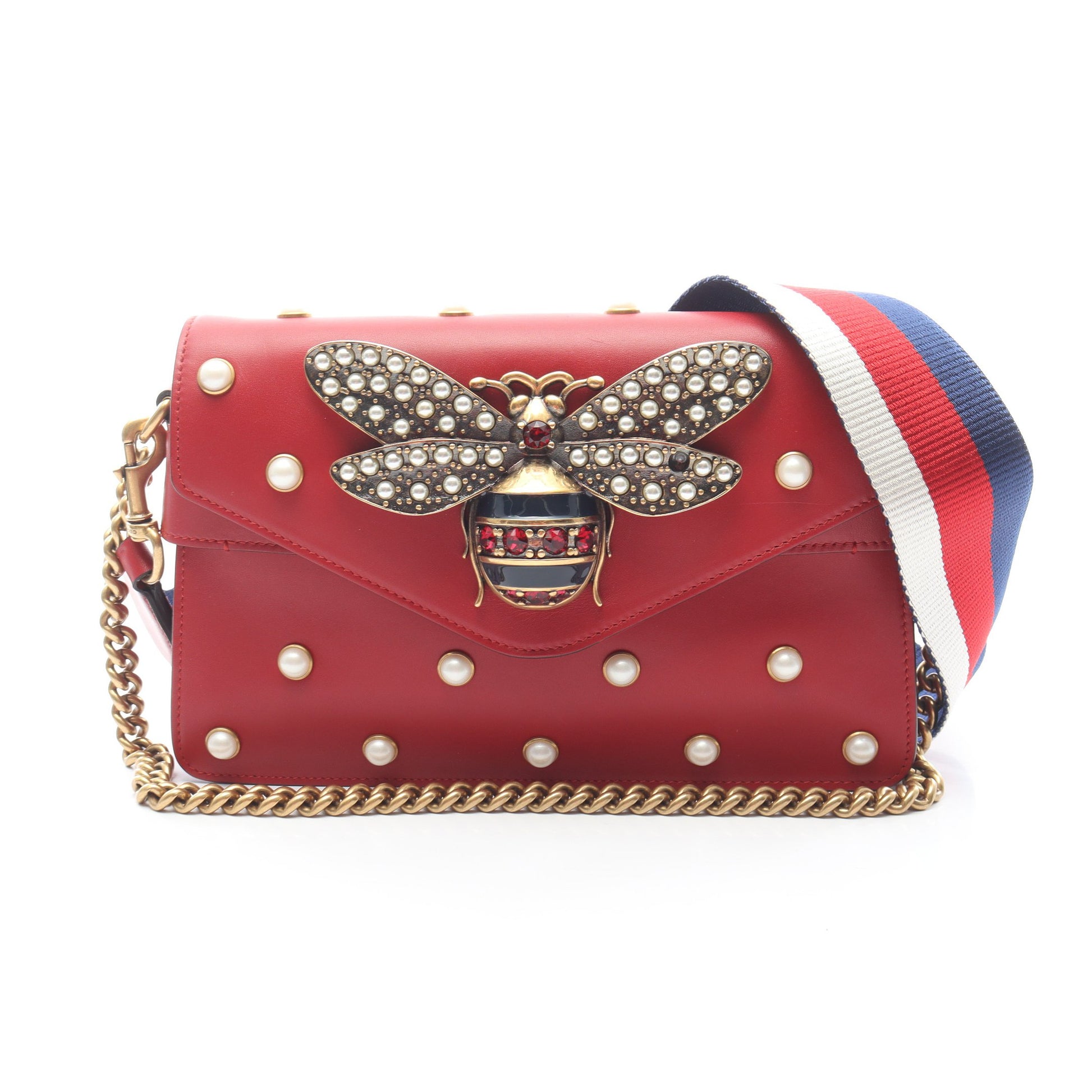 ブロードウェイ チェーンショルダーバッグ レザー レッド 2WAY グッチ バッグ GUCCI