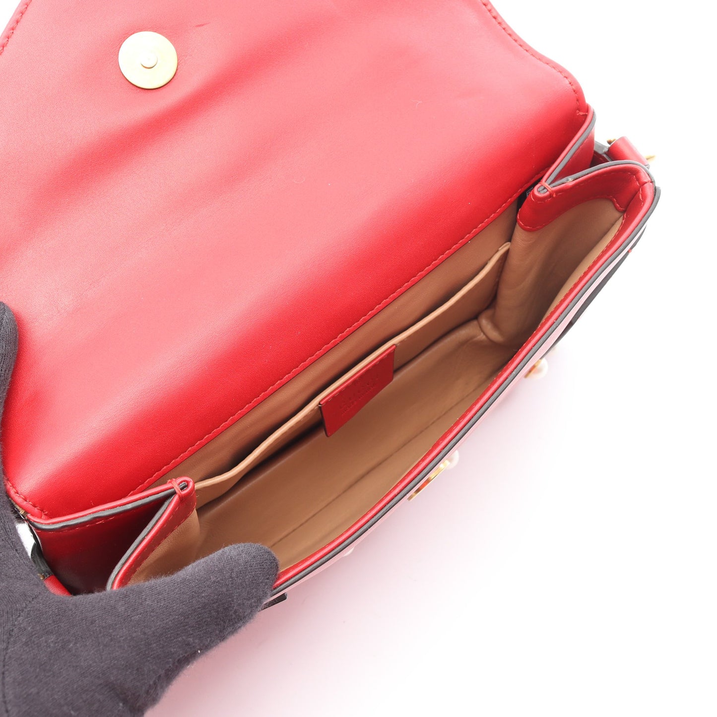 ブロードウェイ チェーンショルダーバッグ レザー レッド 2WAY グッチ バッグ GUCCI