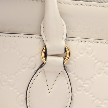 グッチシマ ハンドバッグ レザー オフホワイト 2WAY グッチ バッグ GUCCI